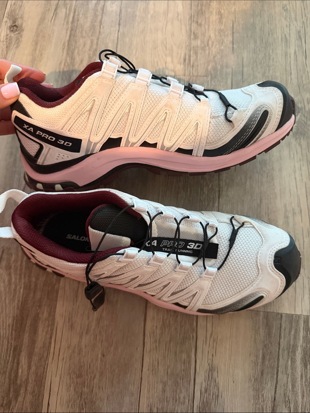 Salomon White, Pink and Maroon XA Pro 3D Women's Trail Shoes